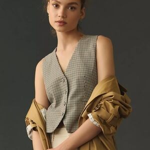 NWOT Anthropologie Maeve Plaid Vest Size 14